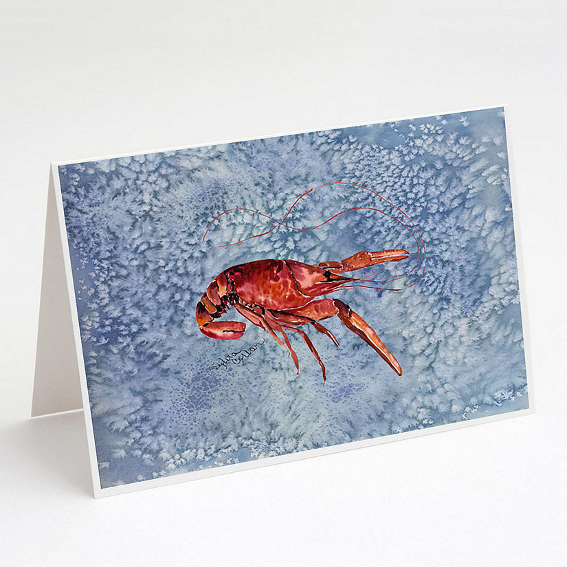 Caroline's Treasures Crawfish Cool Water Greeting Cards and Envelopes Pack of 8, 7 x 5, Seafood Image