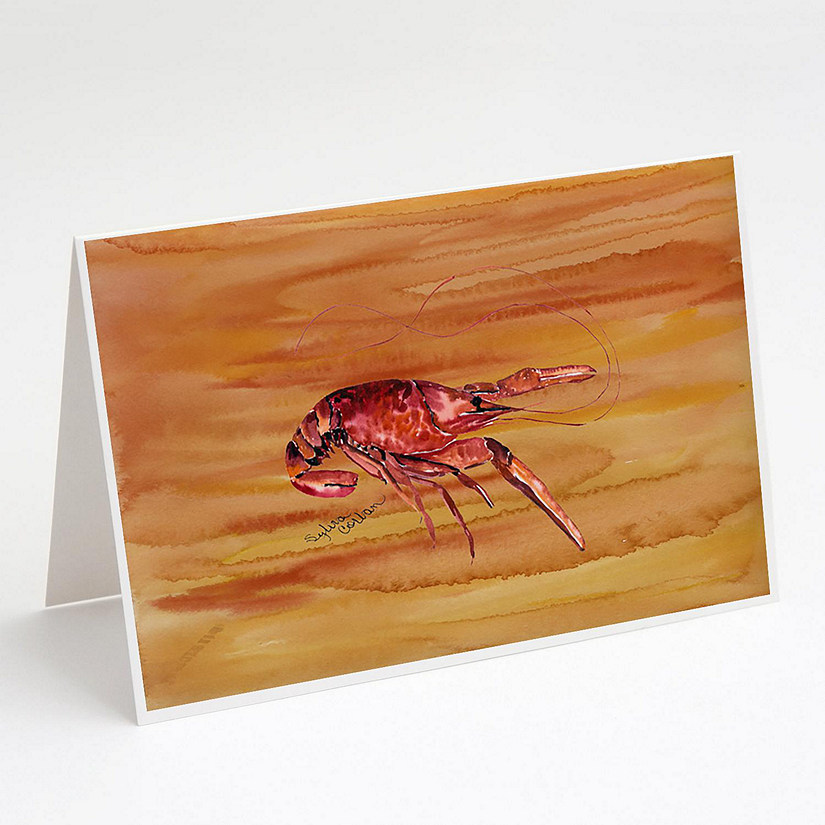 Caroline's Treasures Crawfish Hot and Spicy Greeting Cards and Envelopes Pack of 8, 7 x 5, Seafood Image