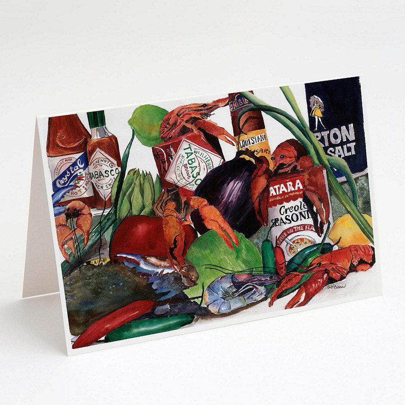 Caroline's Treasures Crawfish with Louisiana Spices Greeting Cards and Envelopes Pack of 8, 7 x 5, Seafood Image