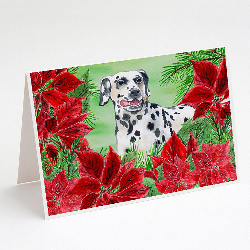 Caroline's Treasures Dalmatian Poinsettas Greeting Cards and Envelopes Pack of 8, 7 x 5, Dogs Image