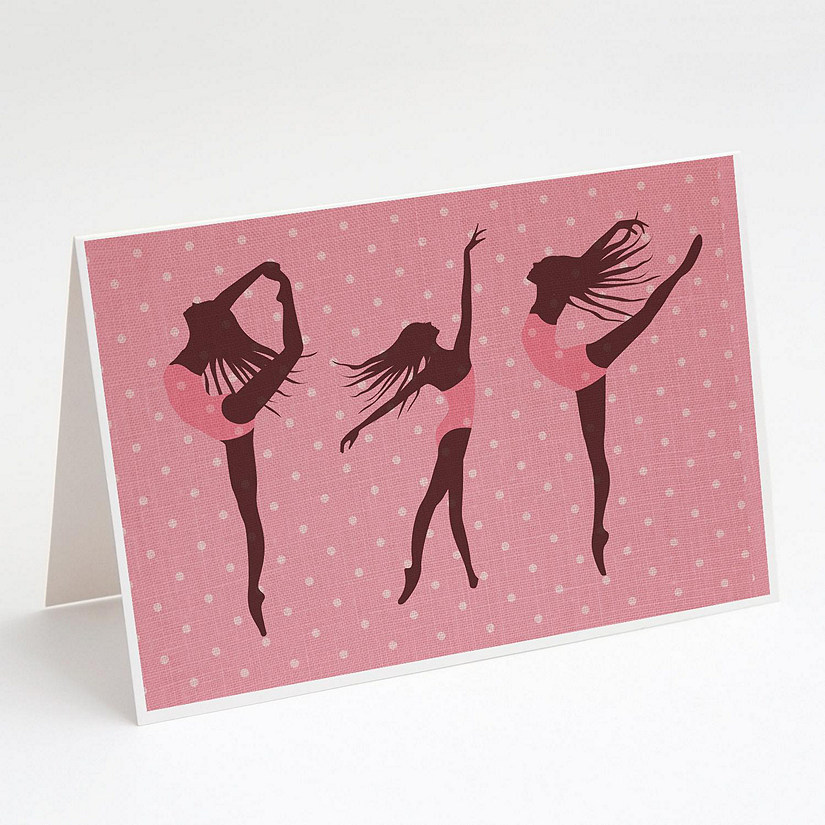 Caroline's Treasures Dancers Linen Pink Polkadots Greeting Cards and Envelopes Pack of 8, 7 x 5, Image