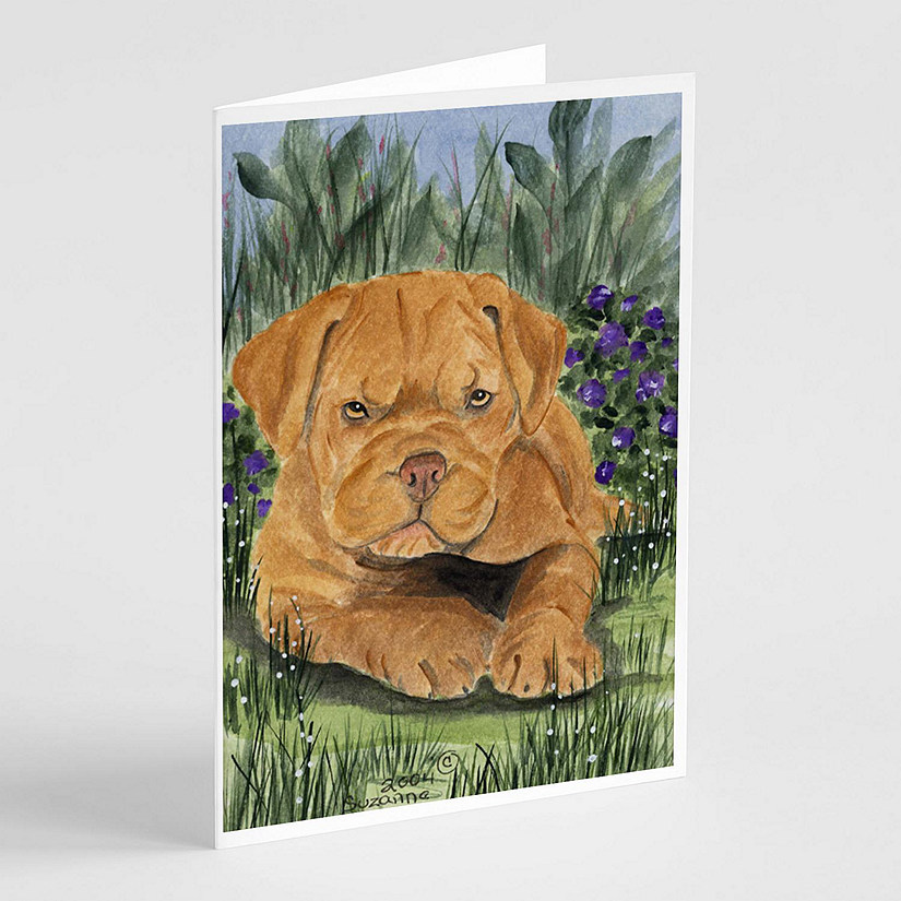 Caroline's Treasures Dogue de Bordeaux Greeting Cards and Envelopes Pack of 8, 7 x 5, Dogs Image