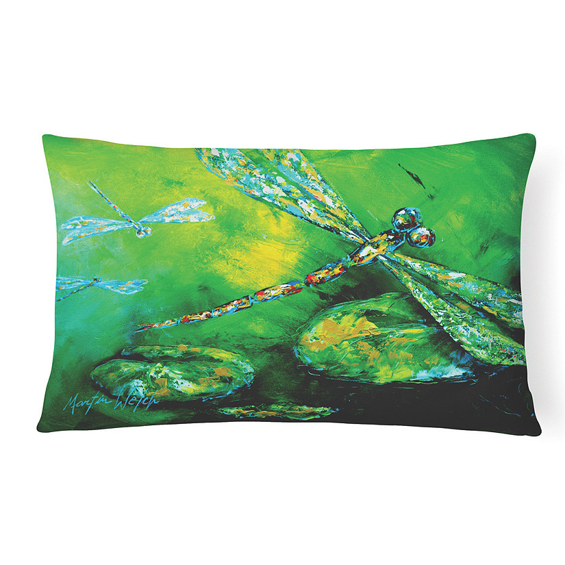 Dragonfly Summer Flies Canvas Fabric Decorative Pillow 14Hx14W Multicolor Caroline's Treasures MW1128PW1414 Insect