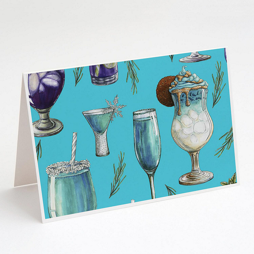 Caroline's Treasures Drinks and Cocktails Blue Greeting Cards and Envelopes Pack of 8, 7 x 5, Image