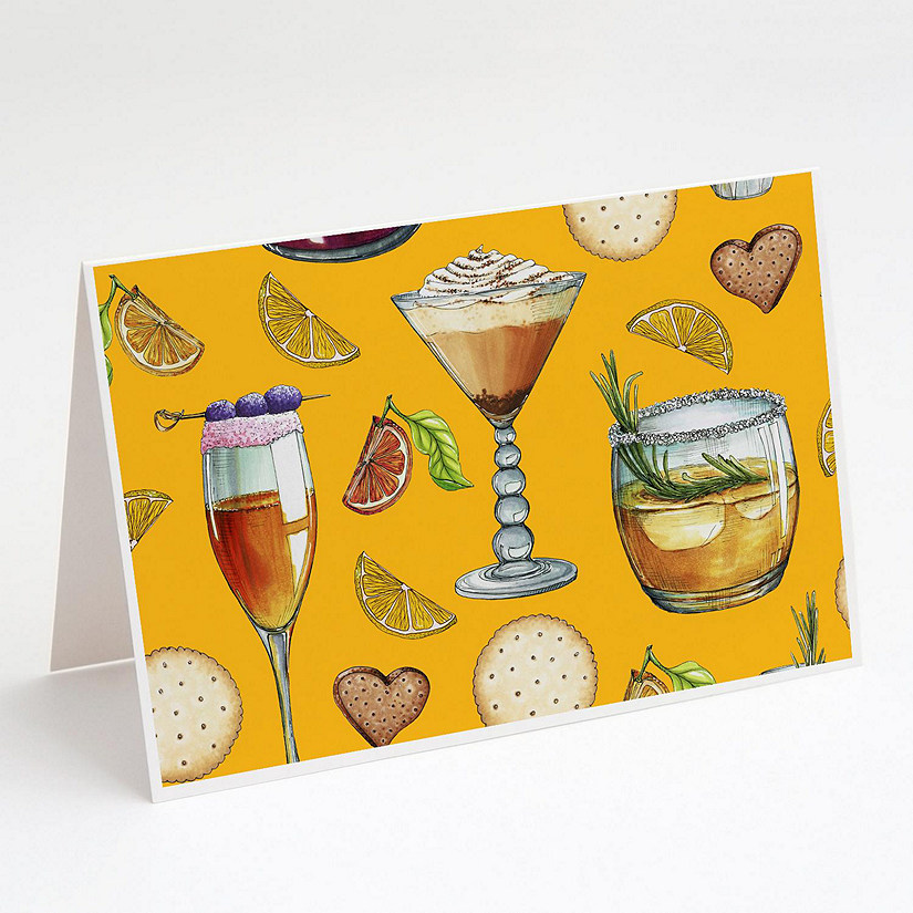 Caroline's Treasures Drinks and Cocktails Gold Greeting Cards and Envelopes Pack of 8, 7 x 5, Image