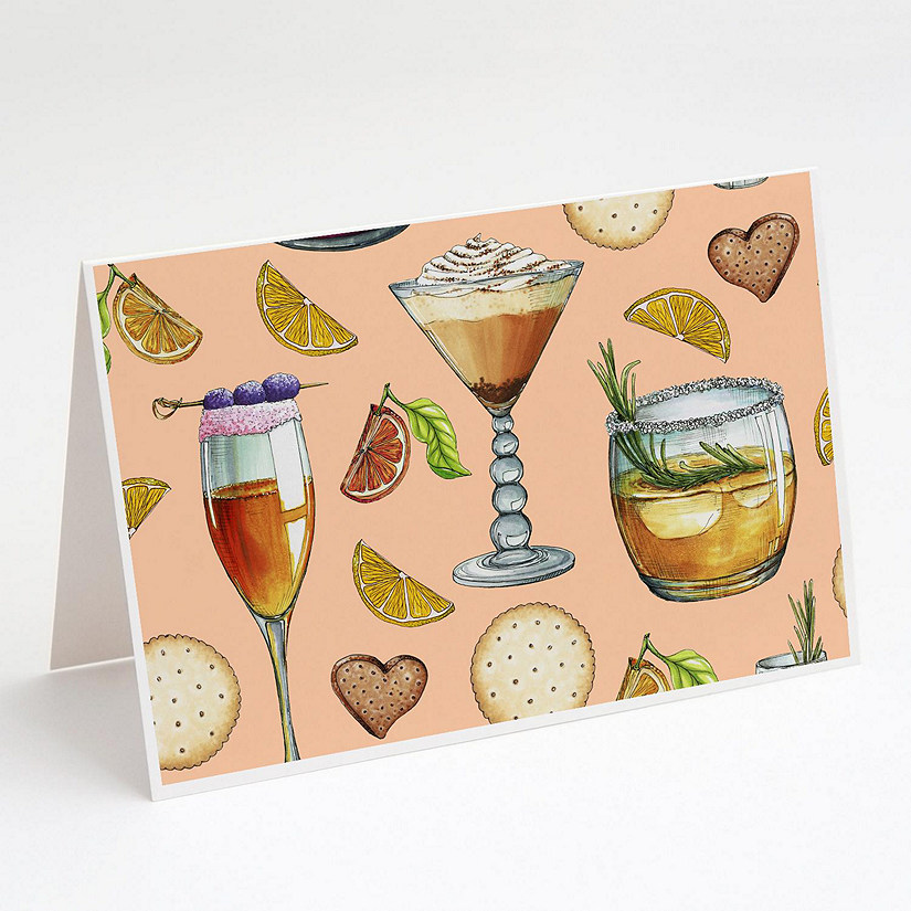 Caroline's Treasures Drinks and Cocktails Peach Greeting Cards and Envelopes Pack of 8, 7 x 5, Image