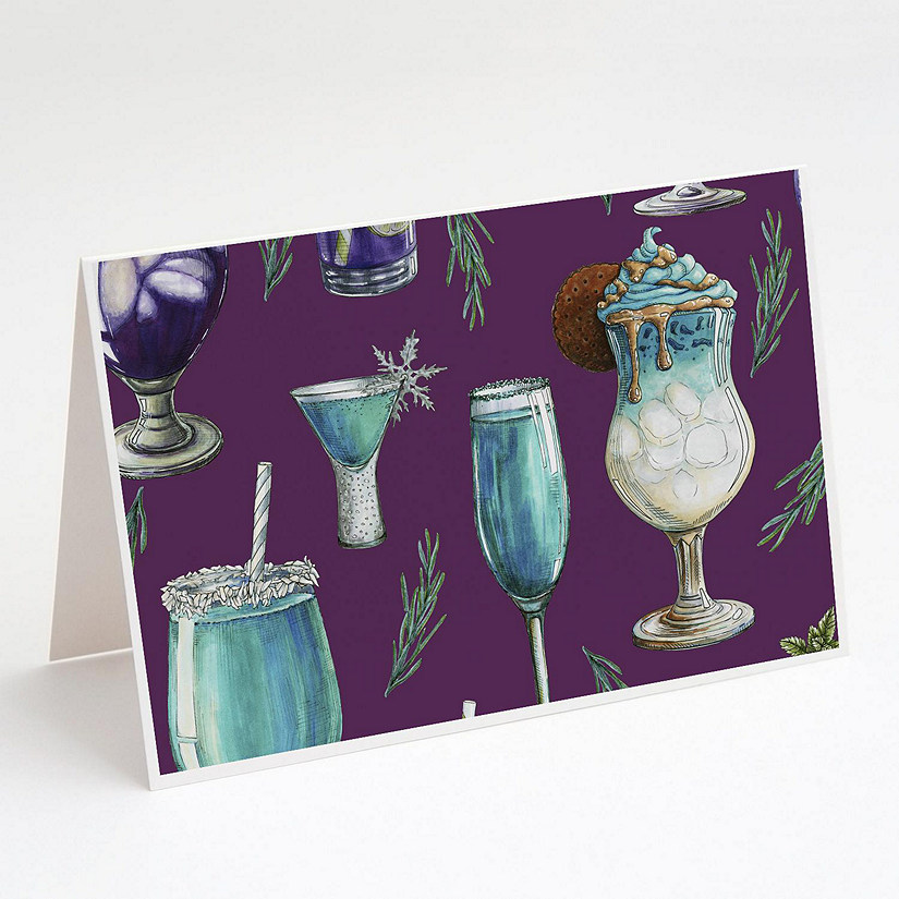 Caroline's Treasures Drinks and Cocktails Purple Greeting Cards and Envelopes Pack of 8, 7 x 5, Image
