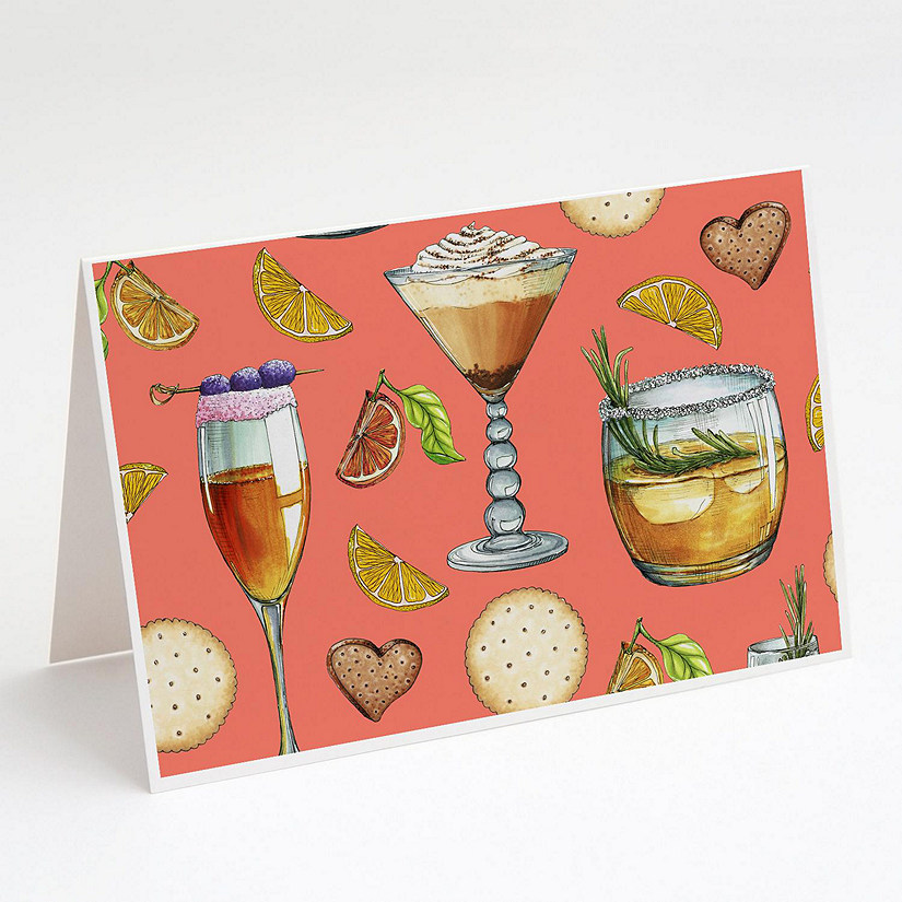 Caroline's Treasures Drinks and Cocktails Salmon Greeting Cards and Envelopes Pack of 8, 7 x 5, Image