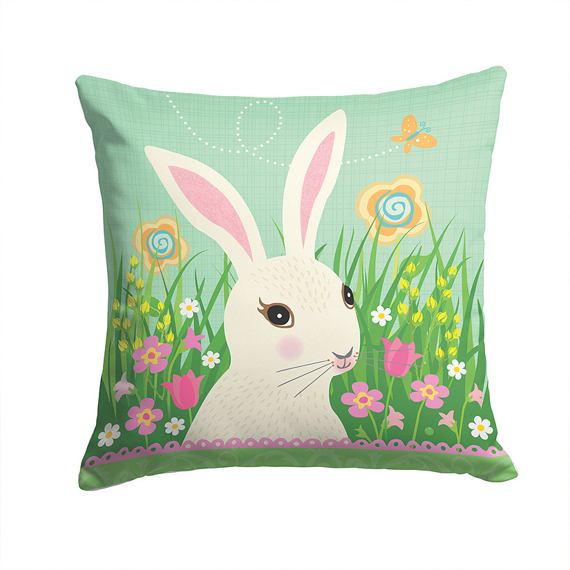 Caroline's Treasures Easter, Easter Bunny Rabbit Fabric Decorative Pillow, 14 x 14, Farm Animals Image