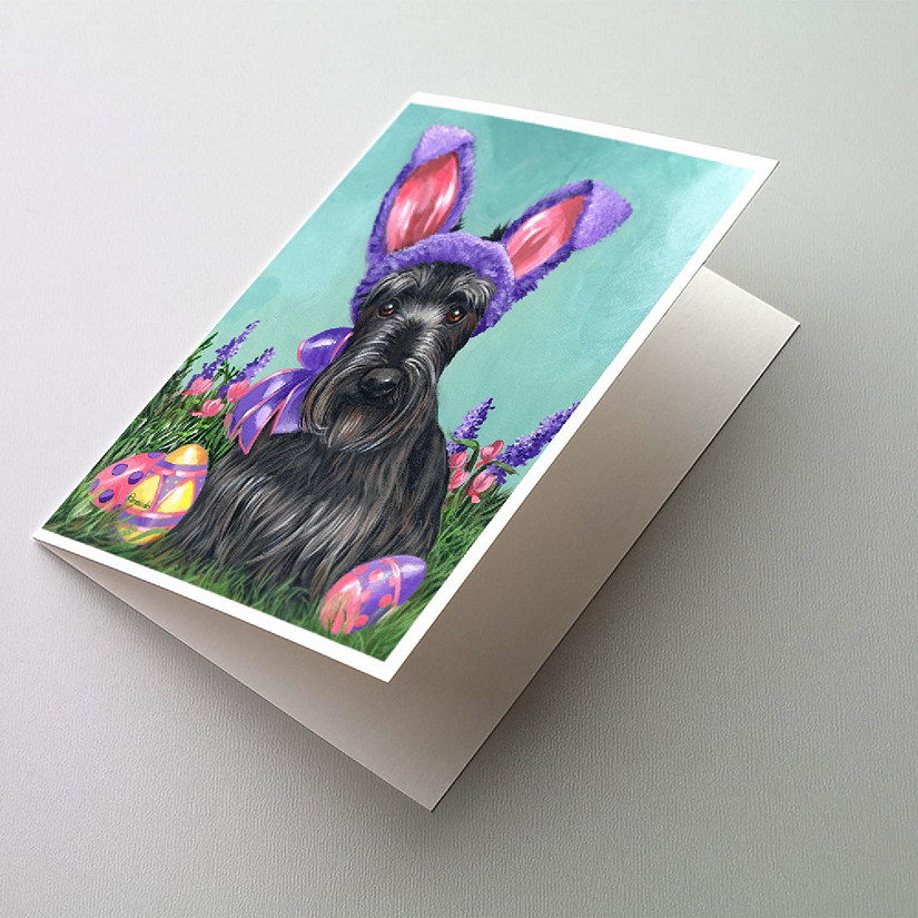 Caroline's Treasures Easter, Scottie Easter Bunny Greeting Cards and Envelopes Pack of 8, 7 x 5, Dogs Image