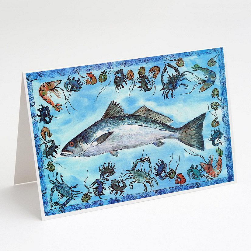 Caroline's Treasures Fish Speckled Trout Greeting Cards and Envelopes Pack of 8, 7 x 5, Fish Image