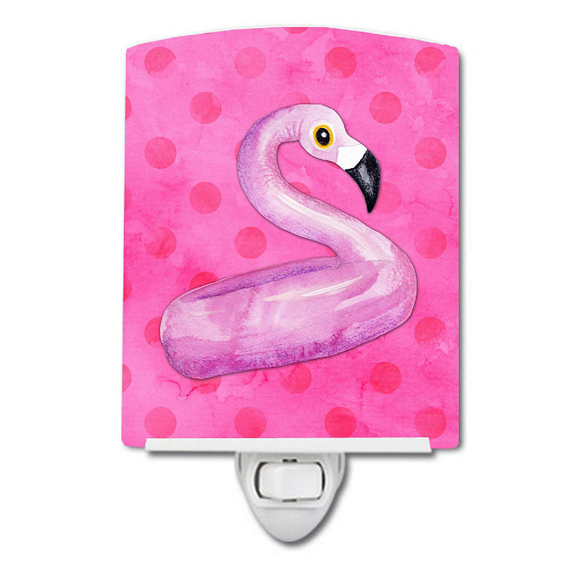 Caroline's Treasures Flamingo Floaty Pink Polkadot Ceramic Night Light, 4 x 6, Birds Image