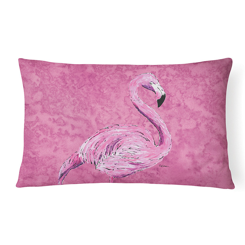 Caroline's Treasures Flamingo on Pink Canvas Fabric Decorative Pillow, 12 x 16, Birds Image