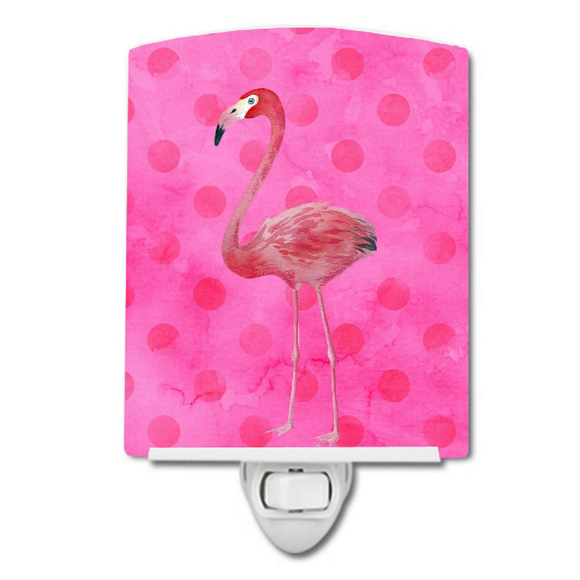 Caroline's Treasures Flamingo Pink Polkadot Ceramic Night Light, 4 x 6, Birds Image
