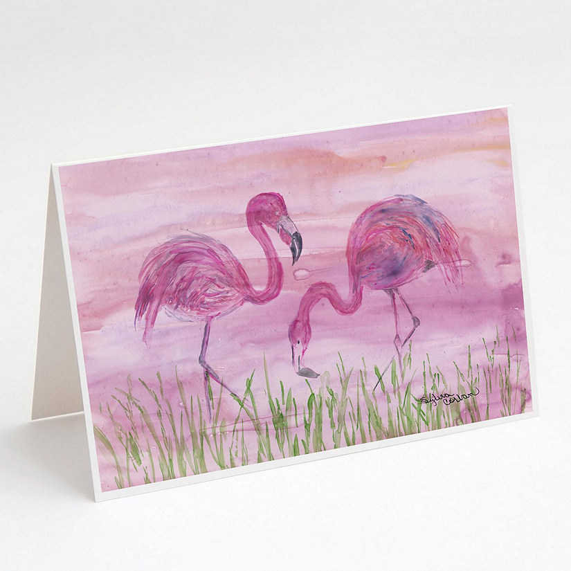 Caroline's Treasures Flamingos Greeting Cards and Envelopes Pack of 8, 7 x 5, Birds Image