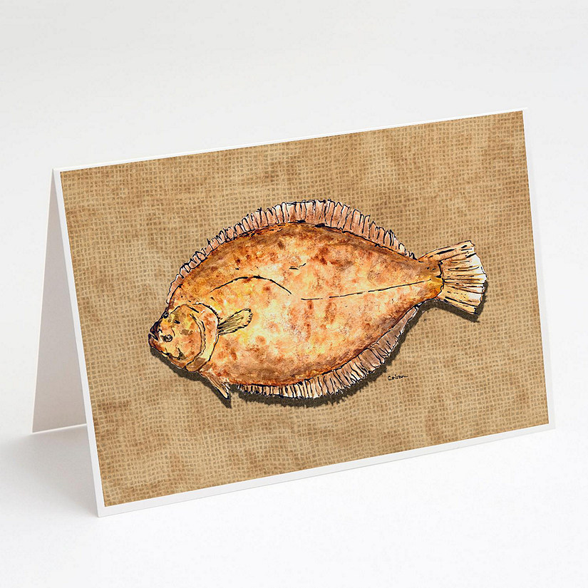 Caroline's Treasures Flounder Greeting Cards and Envelopes Pack of 8, 7 x 5, Fish Image
