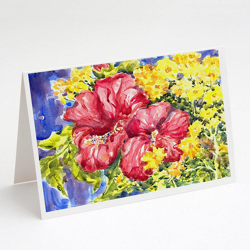 Caroline's Treasures Flower - Hibiscus Greeting Cards and Envelopes Pack of 8, 7 x 5, Flowers Image