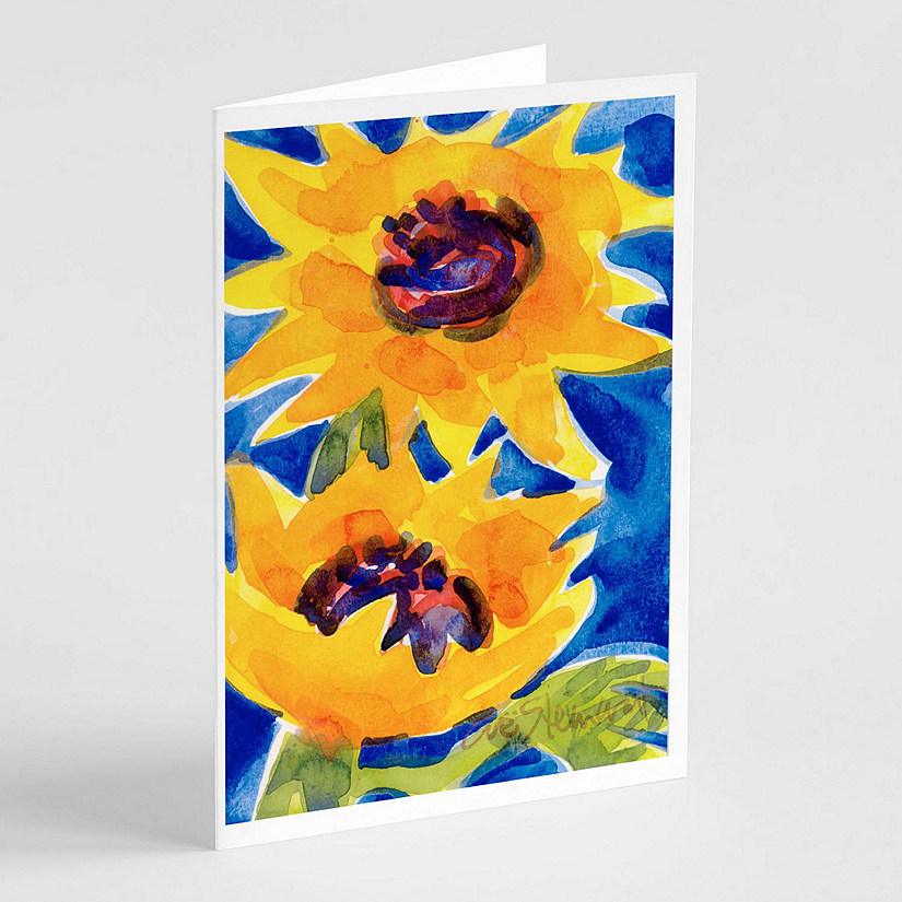 Caroline's Treasures Flower - Sunflower Greeting Cards and Envelopes Pack of 8, 7 x 5, Flowers Image