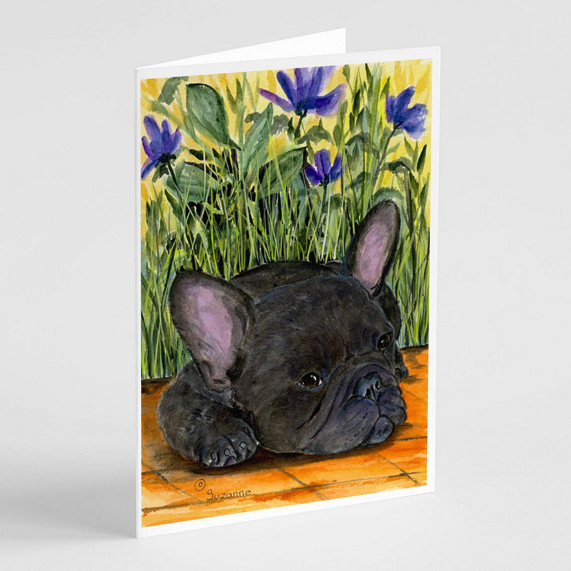 Caroline's Treasures French Bulldog Greeting Cards and Envelopes Pack of 8, 7 x 5, Dogs Image