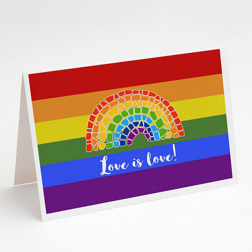 Caroline's Treasures Gay Pride Love is Love Mosaic Rainbow Greeting Cards and Envelopes Pack of 8, 7 x 5, Pride Image