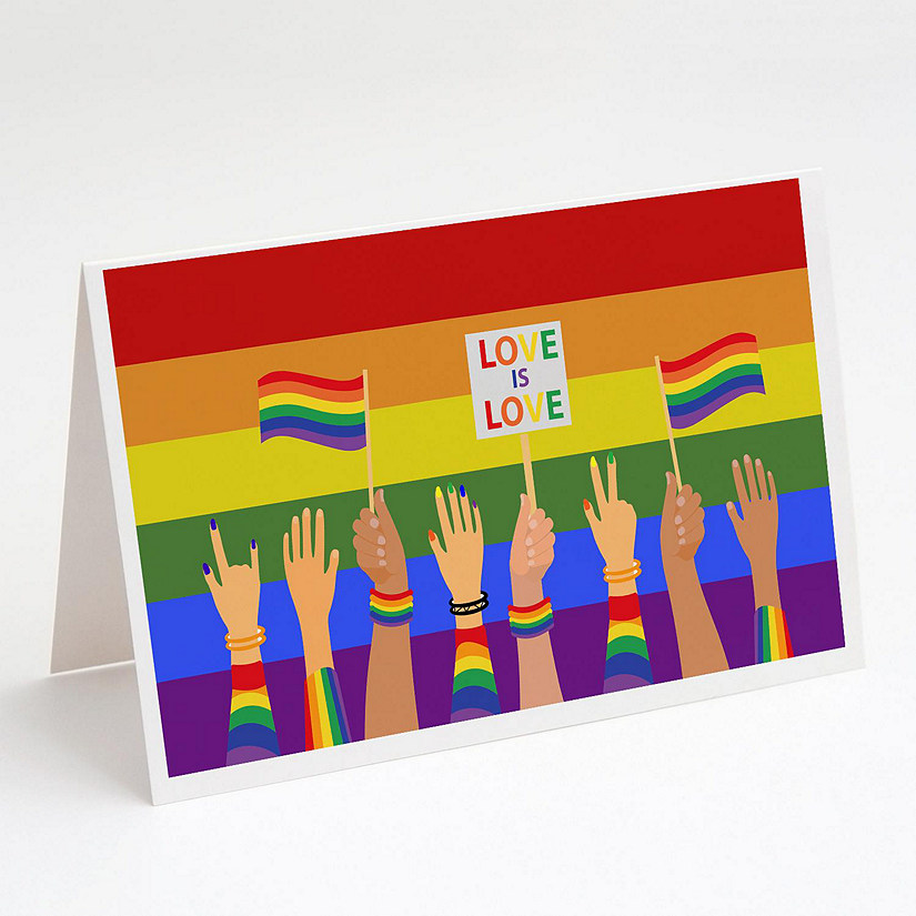 Caroline's Treasures Gay Pride Parade Greeting Cards and Envelopes Pack of 8, 7 x 5, Pride Image
