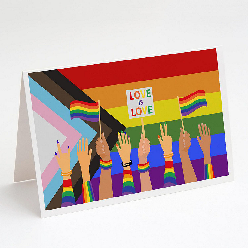 Caroline's Treasures Gay Pride Parade Progress Pride Greeting Cards and Envelopes Pack of 8, 7 x 5, Pride Image