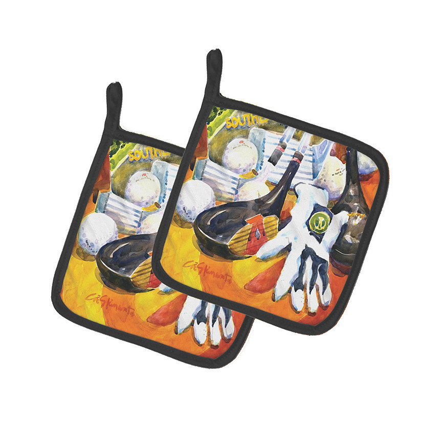 Caroline's Treasures Golf Clubs, Ball and Glove Pair of Pot Holders, 7.5 x 7.5, Sports Image