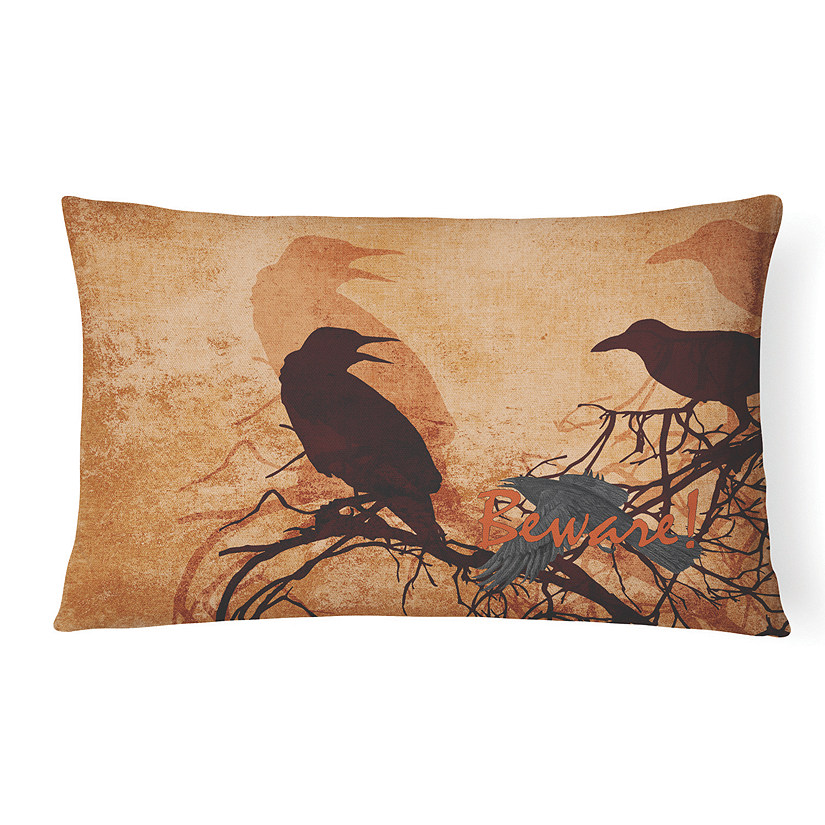 Caroline's Treasures Halloween, Beware of the Black Crows Halloween Canvas Fabric Decorative Pillow, 12 x 16, Seasonal Image