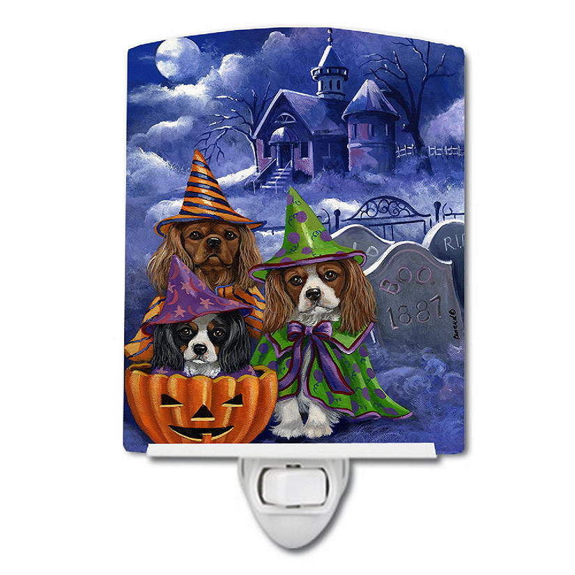 Caroline's Treasures Halloween, Cavalier Spaniel Halloween House Ceramic Night Light, 4 x 6, Dogs Image