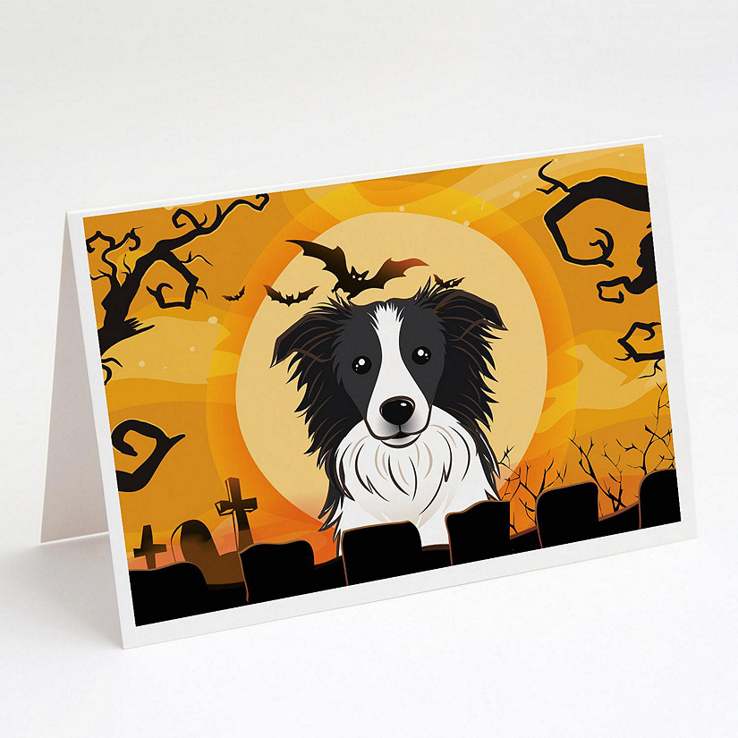 Caroline's Treasures Halloween, Halloween Border Collie Greeting Cards and Envelopes Pack of 8, 7 x 5, Dogs Image