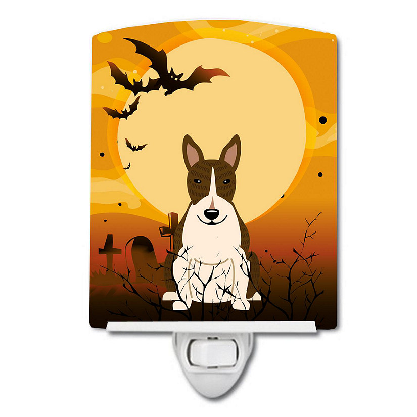 Caroline's Treasures Halloween, Halloween Bull Terrier Dark Brindle Ceramic Night Light, 4 x 6, Dogs Image