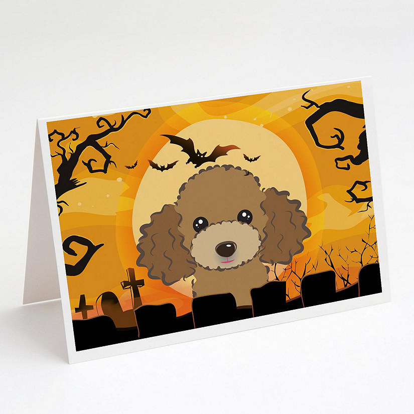 Caroline's Treasures Halloween, Halloween Chocolate Brown Poodle Greeting Cards and Envelopes Pack of 8, 7 x 5, Dogs Image