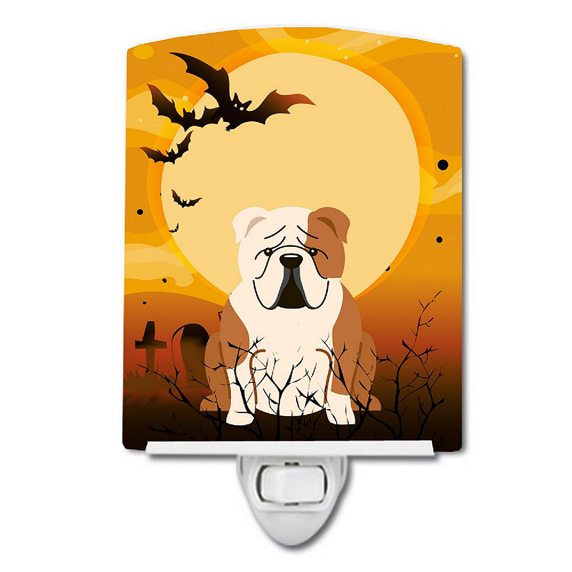 Caroline's Treasures Halloween, Halloween English Bulldog Fawn White Ceramic Night Light, 4 x 6, Dogs Image