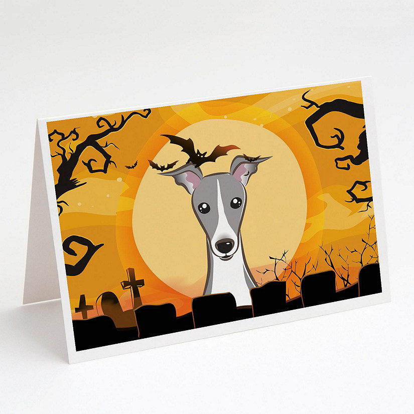 Caroline's Treasures Halloween, Halloween Italian Greyhound Greeting Cards and Envelopes Pack of 8, 7 x 5, Dogs Image