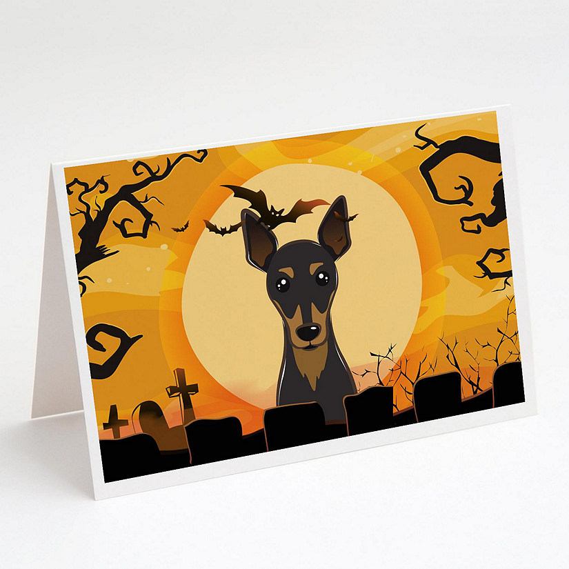 Caroline's Treasures Halloween, Halloween Min Pin Greeting Cards and Envelopes Pack of 8, 7 x 5, Dogs Image