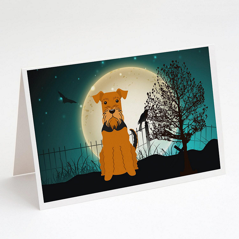 Caroline's Treasures Halloween, Halloween Scary Airedale Greeting Cards and Envelopes Pack of 8, 7 x 5, Dogs Image