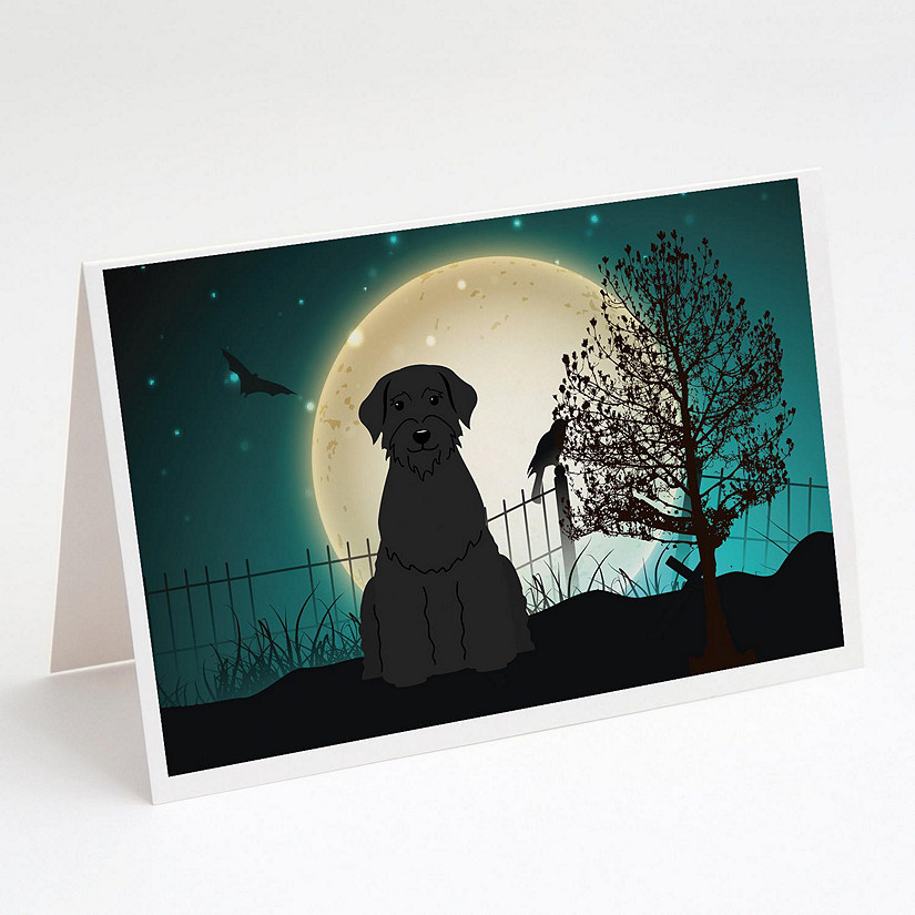 Caroline's Treasures Halloween, Halloween Scary Giant Schnauzer Greeting Cards and Envelopes Pack of 8, 7 x 5, Dogs Image