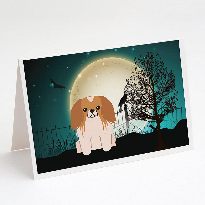 Caroline's Treasures Halloween, Halloween Scary Pekingese Red White Greeting Cards and Envelopes Pack of 8, 7 x 5, Dogs Image