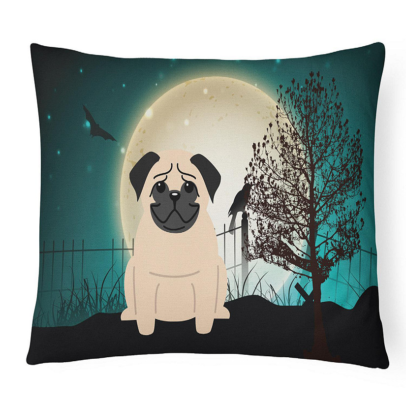 Caroline's Treasures Halloween, Halloween Scary Pug Fawn Canvas Fabric Decorative Pillow, 12 x 16, Dogs Image