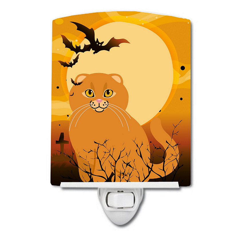 Caroline's Treasures Halloween, Halloween Scottish Fold Cat Ceramic Night Light, 4 x 6, Cats Image