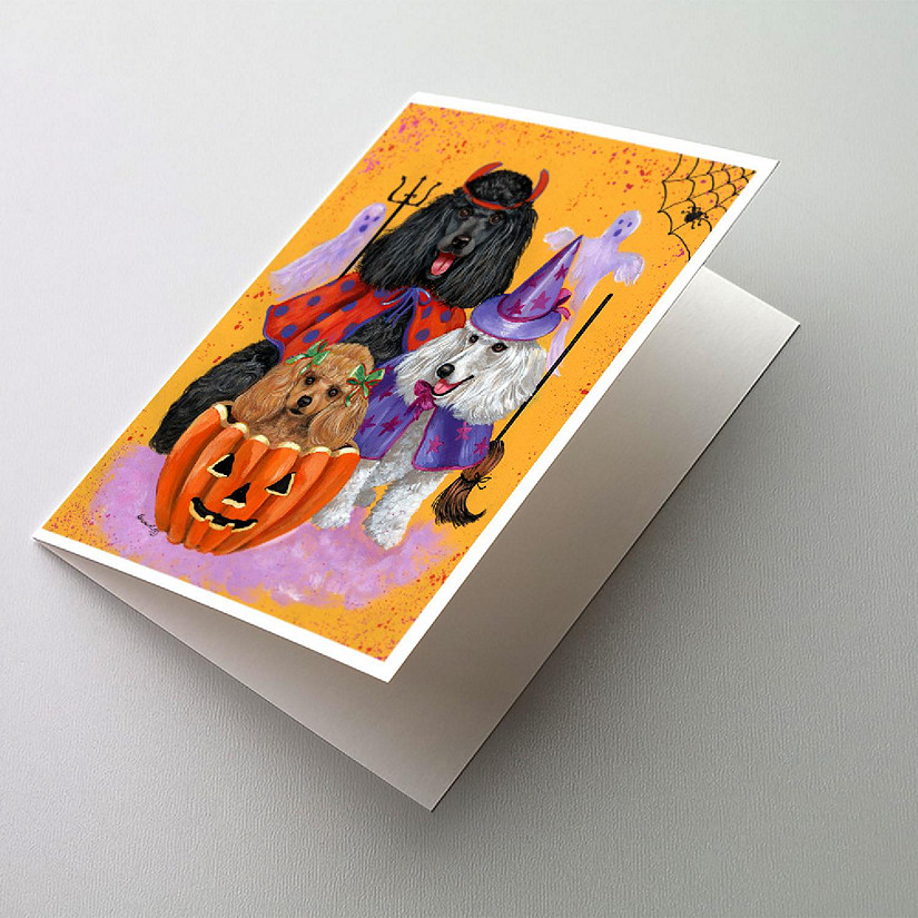 Caroline's Treasures Halloween, Poodle Halloween Greeting Cards and Envelopes Pack of 8, 7 x 5, Dogs Image