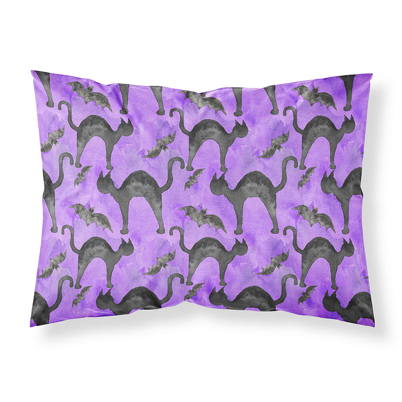 Caroline's Treasures Halloween, Watecolor Halloween Black Cats on Purple Fabric Standard Pillowcase, 30 x 20.5, Cats Image