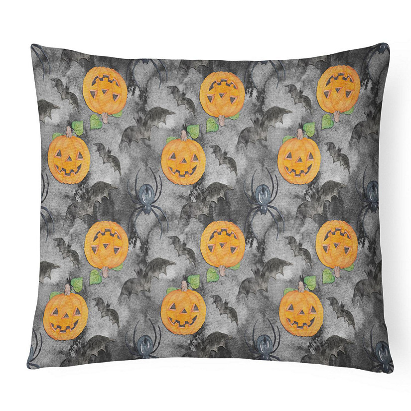 Caroline's Treasures Halloween, Watecolor Halloween Jack-O-Lantern Bats Canvas Fabric Decorative Pillow, 12 x 16, Seasonal Image