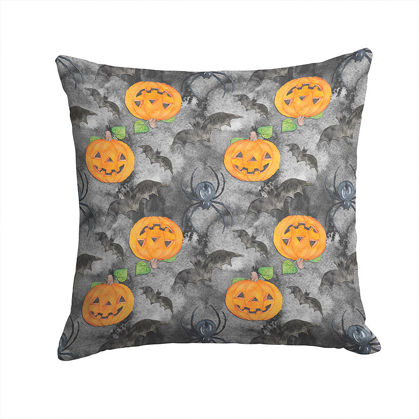 Caroline's Treasures Halloween, Watecolor Halloween Jack-O-Lantern Bats Fabric Decorative Pillow, 14 x 14, Seasonal Image