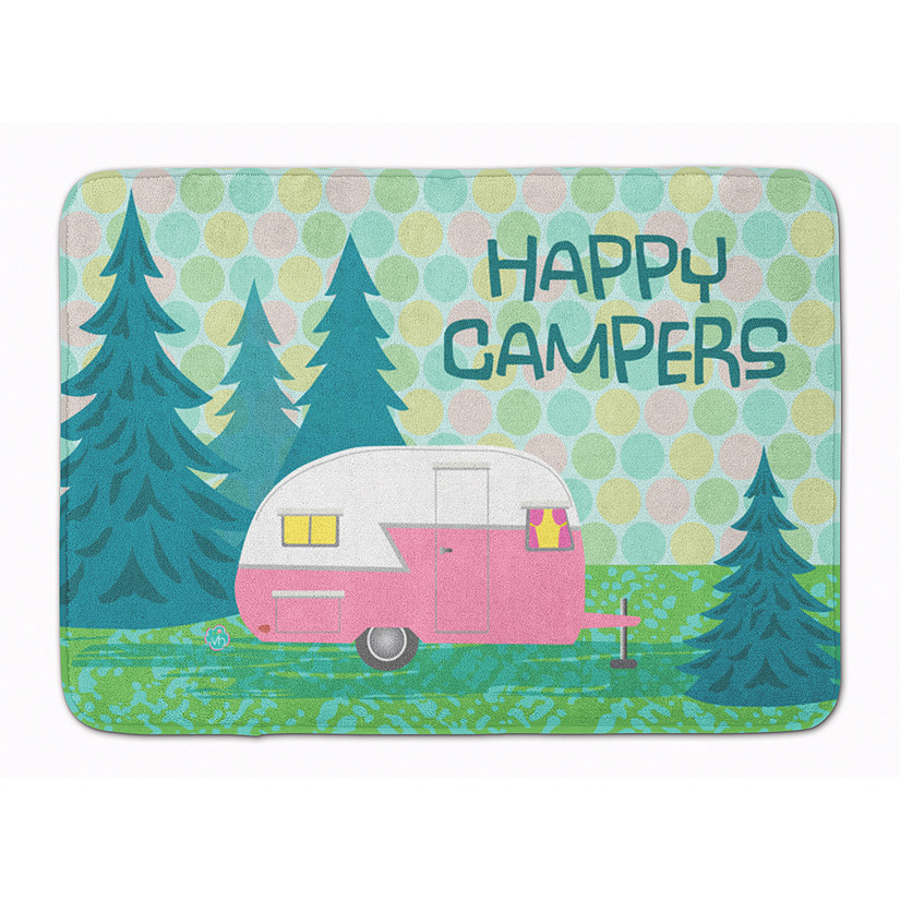 Caroline's Treasures Happy Campers Glamping Trailer Machine Washable Memory Foam Mat, 27 x 19, Camping Image