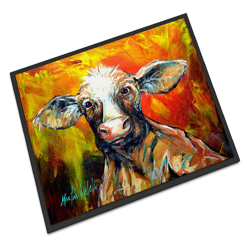Caroline's Treasures Happy Cow Indoor or Outdoor Mat 24x36, 36 x 24, Farm Animals Image