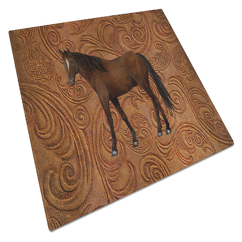 Caroline's Treasures Horse Glass Cutting Board Large, 12 x 15, Farm Animals Image