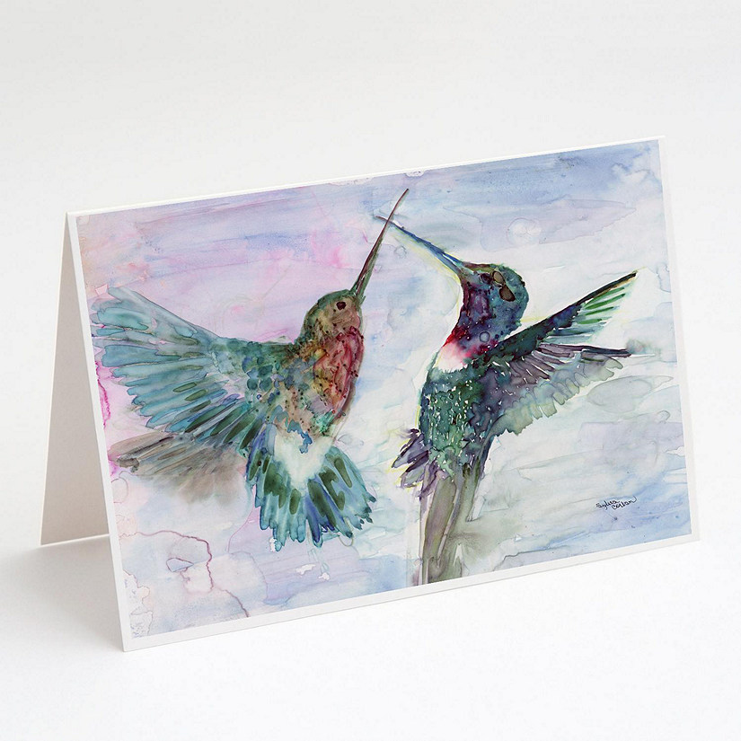 Caroline's Treasures Hummingbird Combat Greeting Cards and Envelopes Pack of 8, 7 x 5, Birds Image