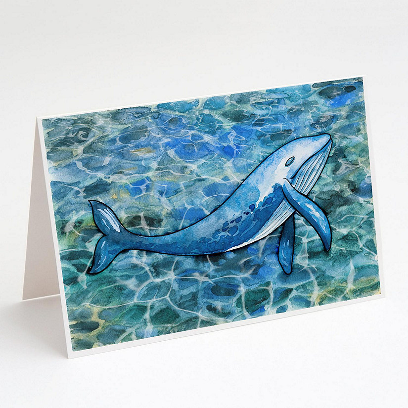 Caroline's Treasures Humpback Whale Greeting Cards and Envelopes Pack of 8, 7 x 5, Fish Image