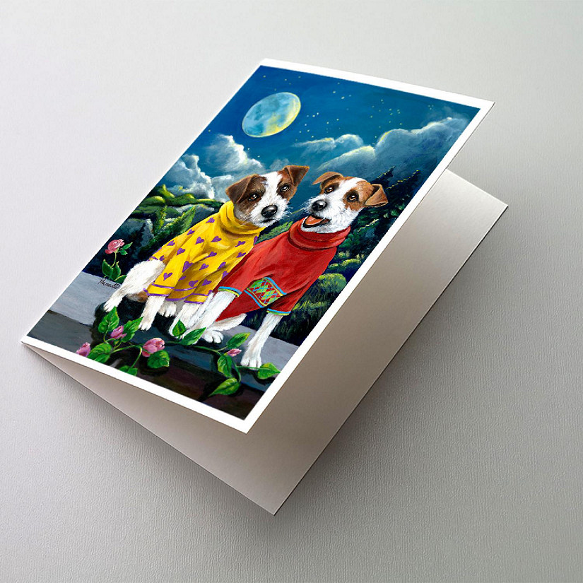Caroline's Treasures Jack Russell Terrier Moon Phase Greeting Cards and Envelopes Pack of 8, 7 x 5, Dogs Image